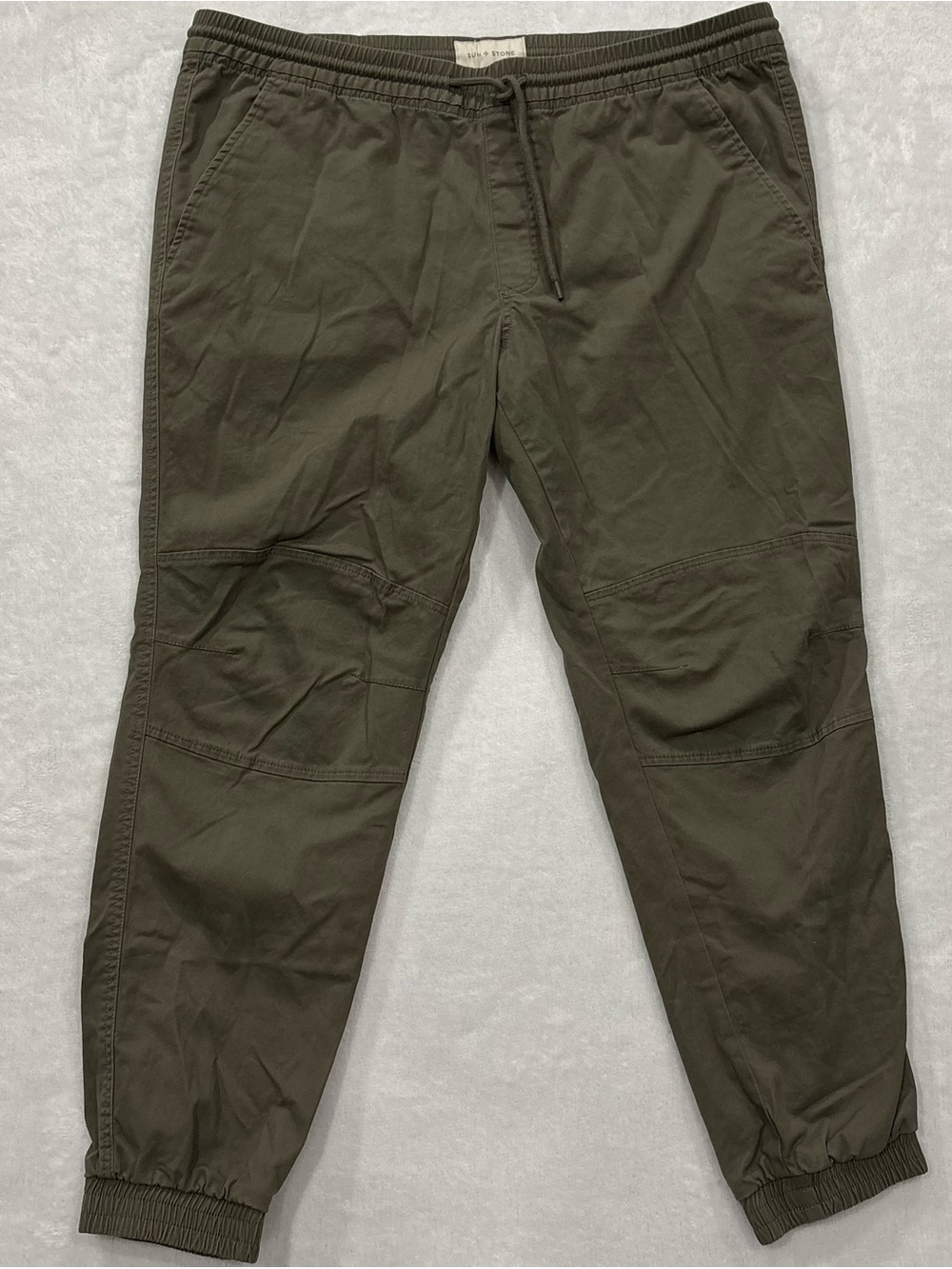 Sun + Stone Olive Green Articulated Drawstring Jogger Pants Men’s Size XL